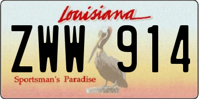 LA license plate ZWW914