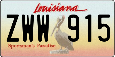 LA license plate ZWW915