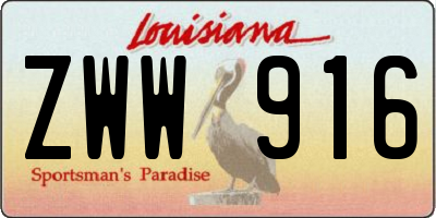 LA license plate ZWW916