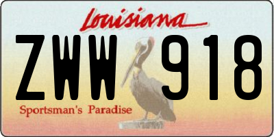 LA license plate ZWW918