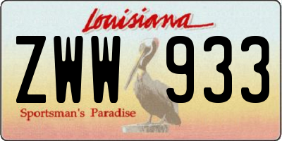 LA license plate ZWW933