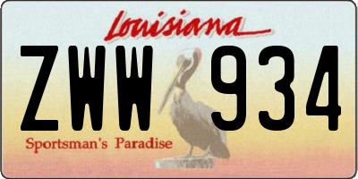 LA license plate ZWW934