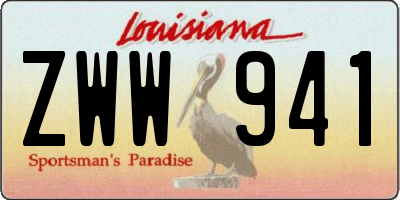 LA license plate ZWW941