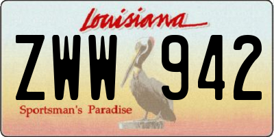 LA license plate ZWW942