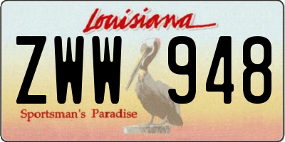 LA license plate ZWW948