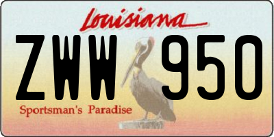 LA license plate ZWW950