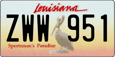 LA license plate ZWW951