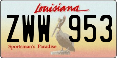 LA license plate ZWW953
