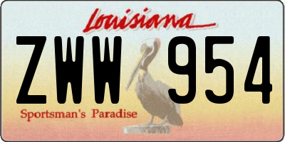 LA license plate ZWW954