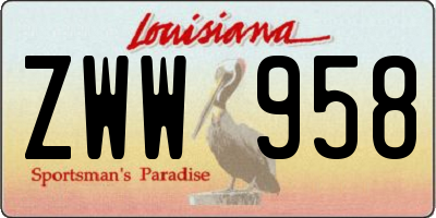 LA license plate ZWW958