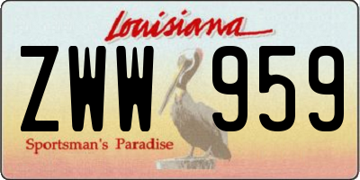 LA license plate ZWW959