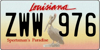 LA license plate ZWW976