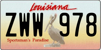 LA license plate ZWW978