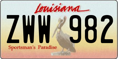 LA license plate ZWW982