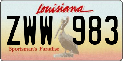 LA license plate ZWW983