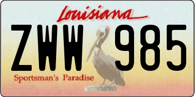 LA license plate ZWW985