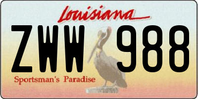 LA license plate ZWW988