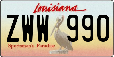 LA license plate ZWW990