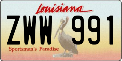 LA license plate ZWW991