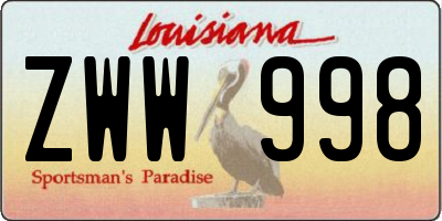 LA license plate ZWW998