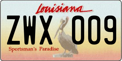 LA license plate ZWX009