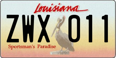 LA license plate ZWX011