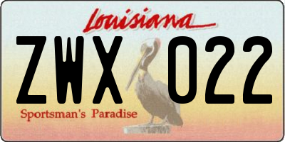 LA license plate ZWX022