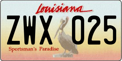 LA license plate ZWX025