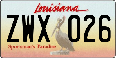 LA license plate ZWX026