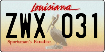 LA license plate ZWX031