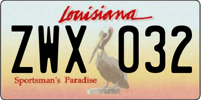 LA license plate ZWX032