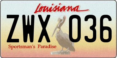 LA license plate ZWX036