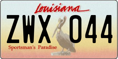 LA license plate ZWX044