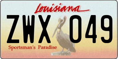LA license plate ZWX049