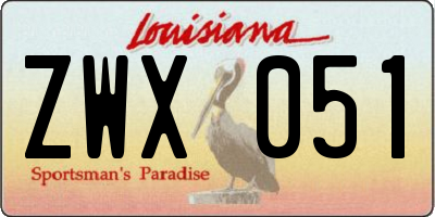 LA license plate ZWX051