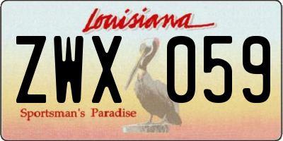 LA license plate ZWX059