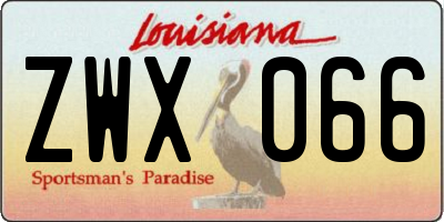 LA license plate ZWX066
