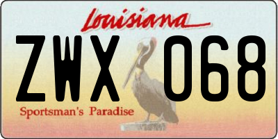 LA license plate ZWX068