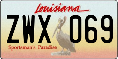 LA license plate ZWX069