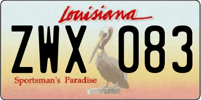 LA license plate ZWX083