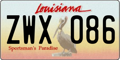 LA license plate ZWX086