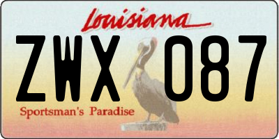 LA license plate ZWX087