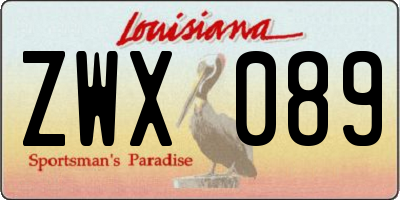 LA license plate ZWX089