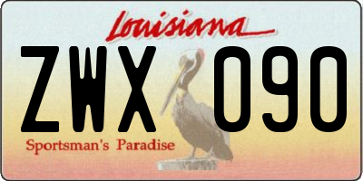 LA license plate ZWX090