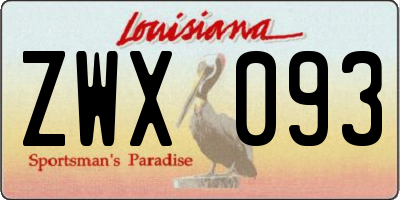 LA license plate ZWX093