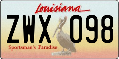 LA license plate ZWX098