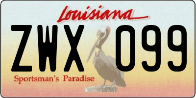 LA license plate ZWX099