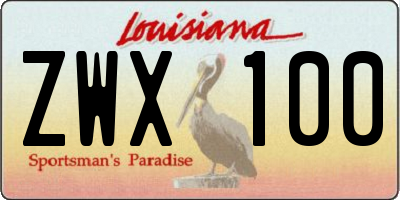 LA license plate ZWX100