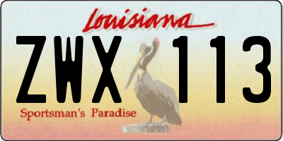 LA license plate ZWX113