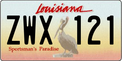 LA license plate ZWX121